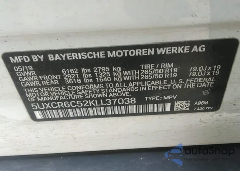 2019 BMW X5 xDrive40I z USA, uszkodzony, nr VIN 5UXCR6C52KLL37038